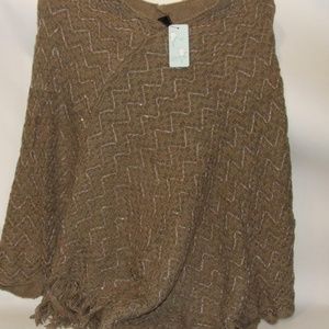 Knit Sequin Poncho Cape Wrap One Size Fits Most
